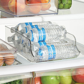 iDesign transparent organizer bin keeps beverages visible for quick grabbing