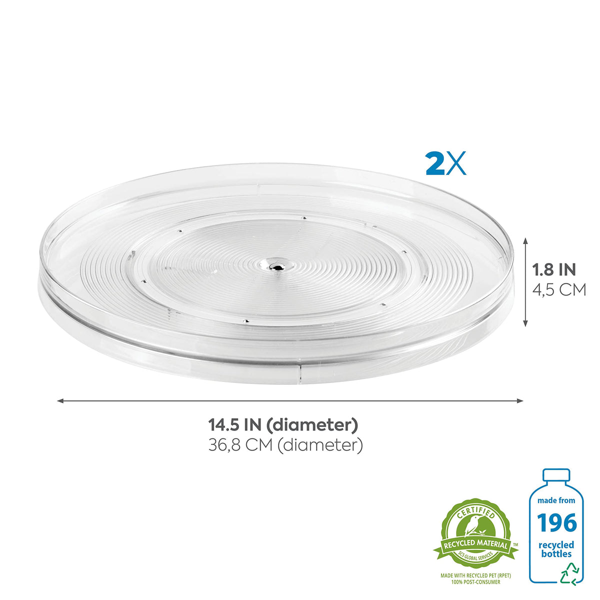 iDesign Linus two-pack turntables for extra cabinet storage.