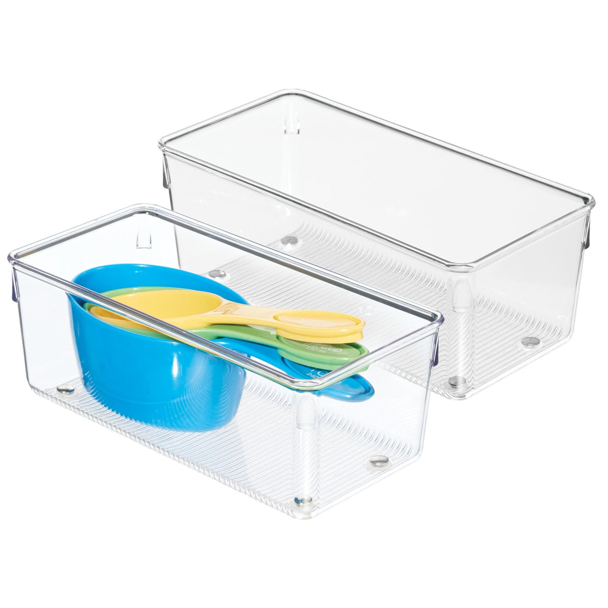 idesign drawer organizer clear 2-pack keeps kitchen and vanity drawers neat and accessible.