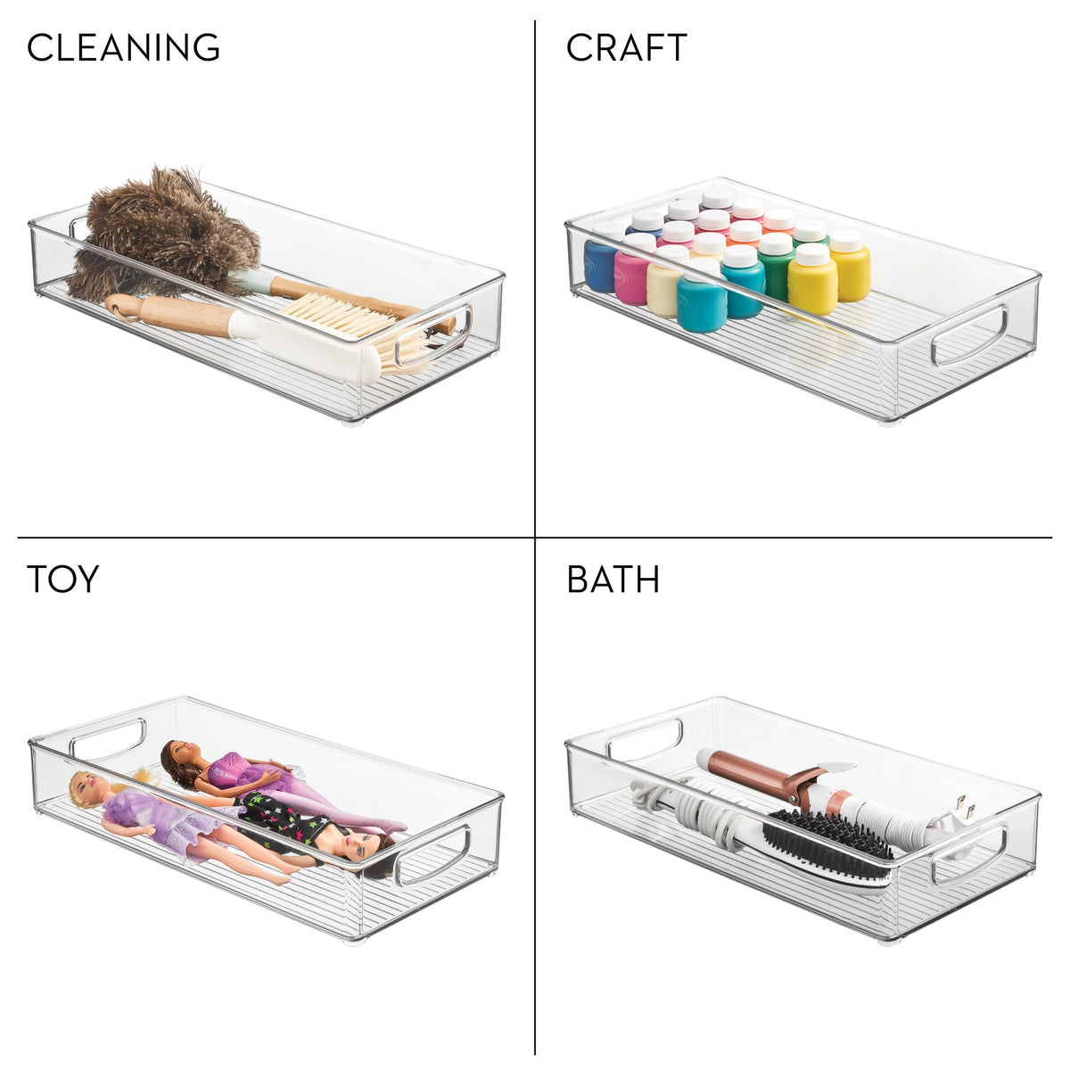 iDesign Easy-Grip Handles Bin easy to pull from shelves