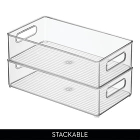 iDesign freezer storage bin helps keep bags and packets organized.