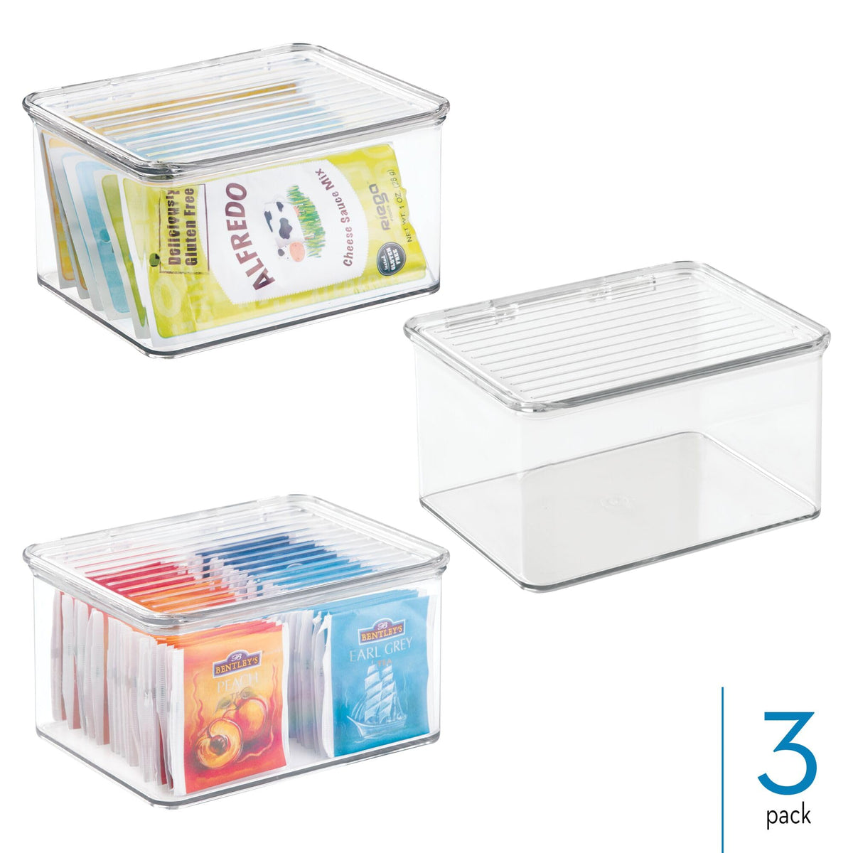 iDesign hinged-lid storage box with clear view for easy access