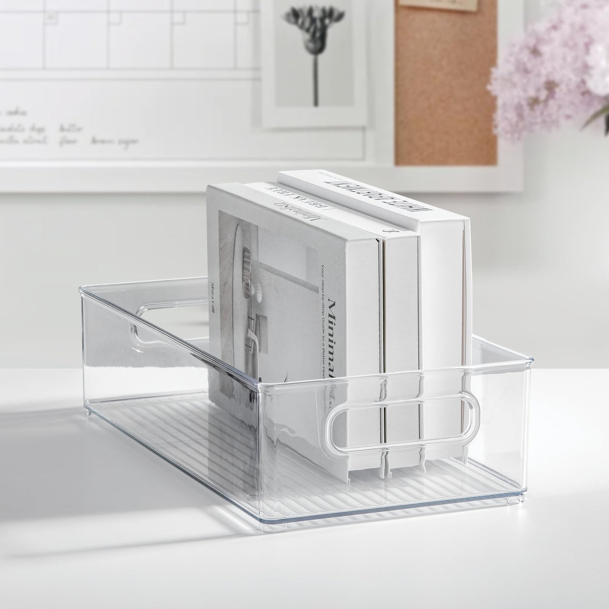iDesign clear bin for quick visibility of stored foods.
