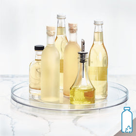 iDesign Linus Lazy Susan holds condiments for fast kitchen access
