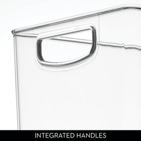 iDesign Linus pantry bin transparent construction keeps items visible.