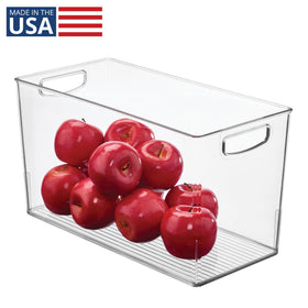 iDesign Linus pantry bin open-top access for quick grabbing of staples.