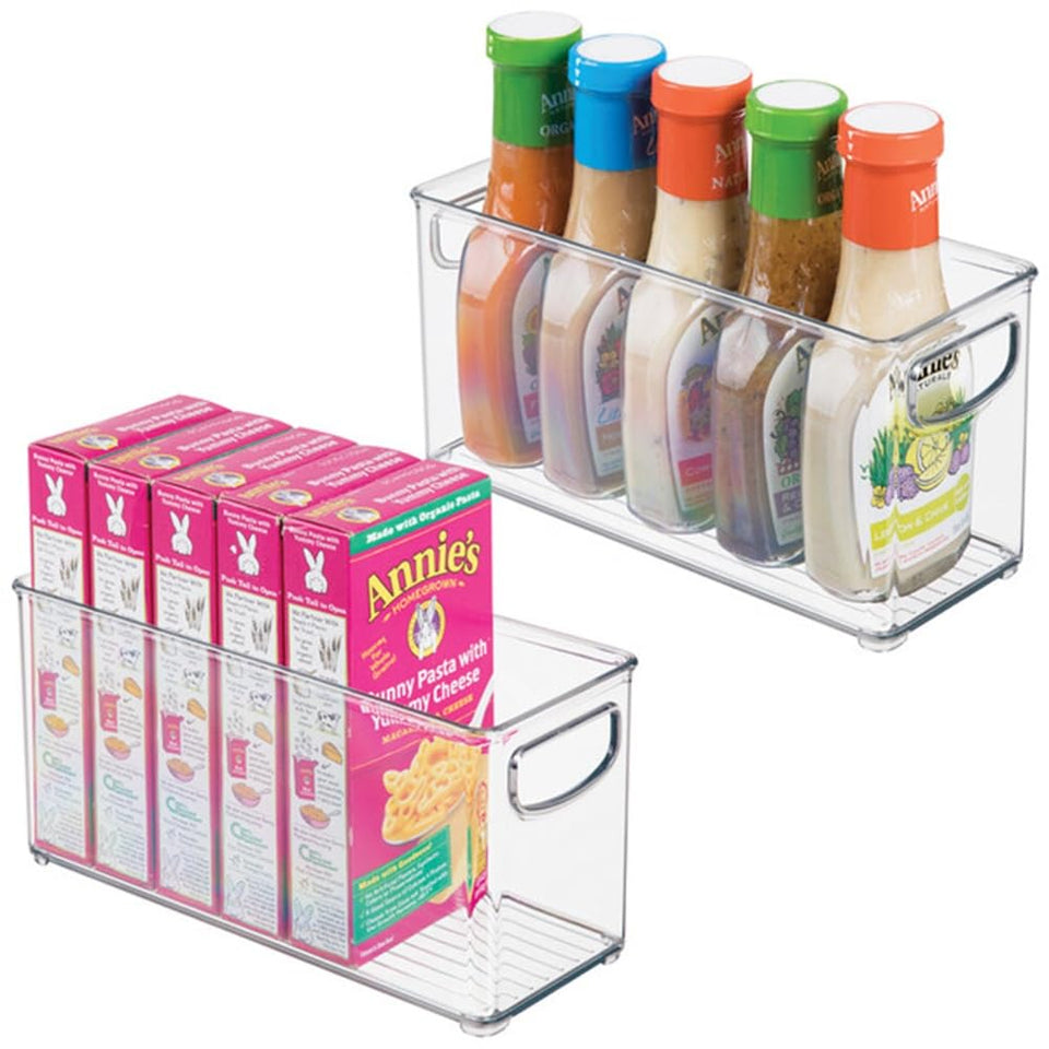 idesign Linus stackable pantry bin 2-pack with clear visibility for organized shelves.