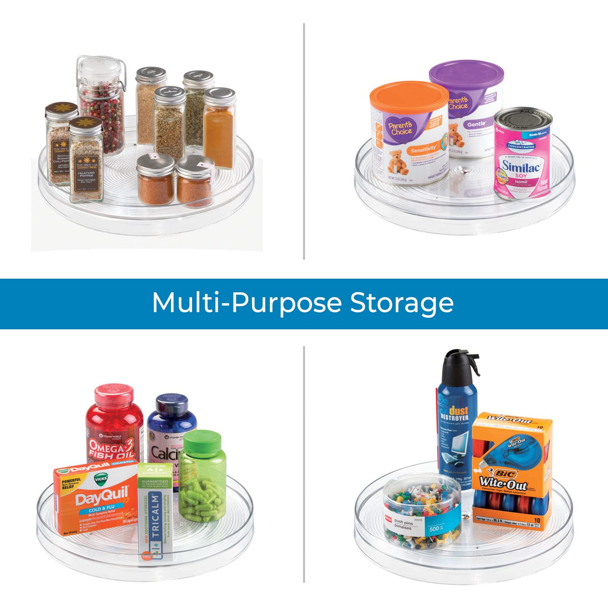 idesign Linus clear plastic for durable, easy-clean storage