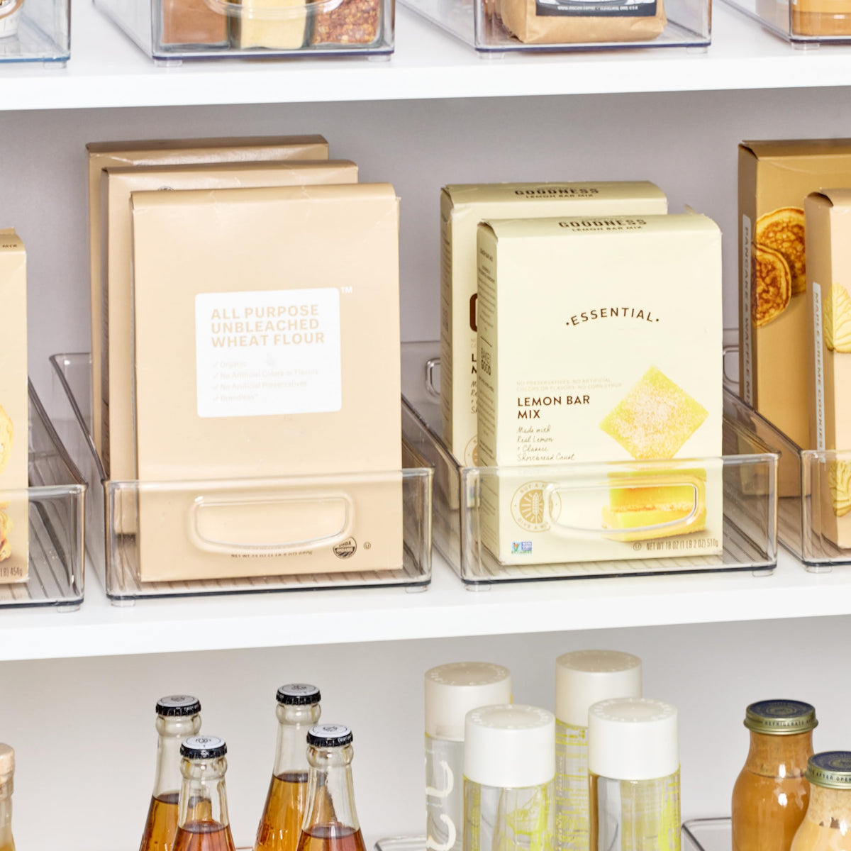iDesign long kitchen drawer bin shows contents at a glance while saving space.