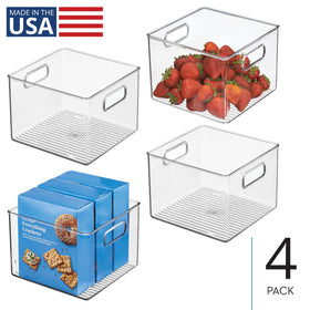 Set of four iDesign pantry bins maximizing tight shelves