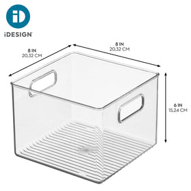 iDesign bin with integrated carry handles for easy transport
