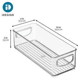 iDesign Pantry Bin narrow-fridge fit frees space in tight shelves.