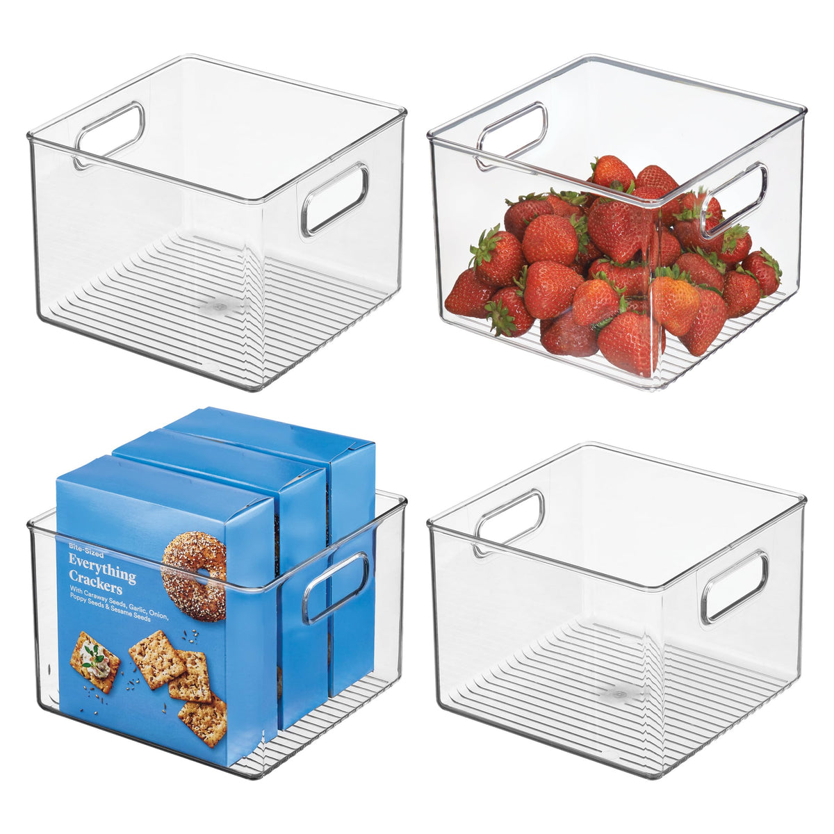 iDesign clear pantry bin with open top for quick access