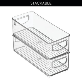 iDesign Pantry Bin raised-feet stack enables stable nesting and airflow.