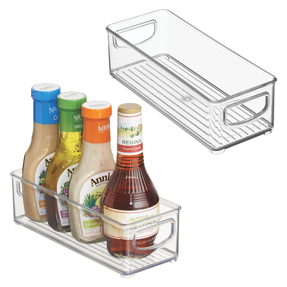 iDesign Pantry Bin stackable clear top for quick access in cabinets.