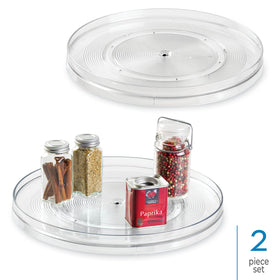 iDesign Linus lazy susan improves visibility of condiments.