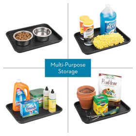 idesign raised-edge mat contains spills around sinks and cabinets.