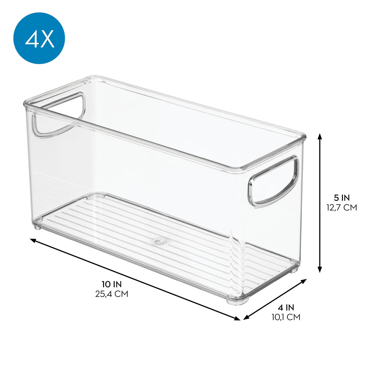 Idesign Slim clear bin drink cans holder for compact kitchen storage.