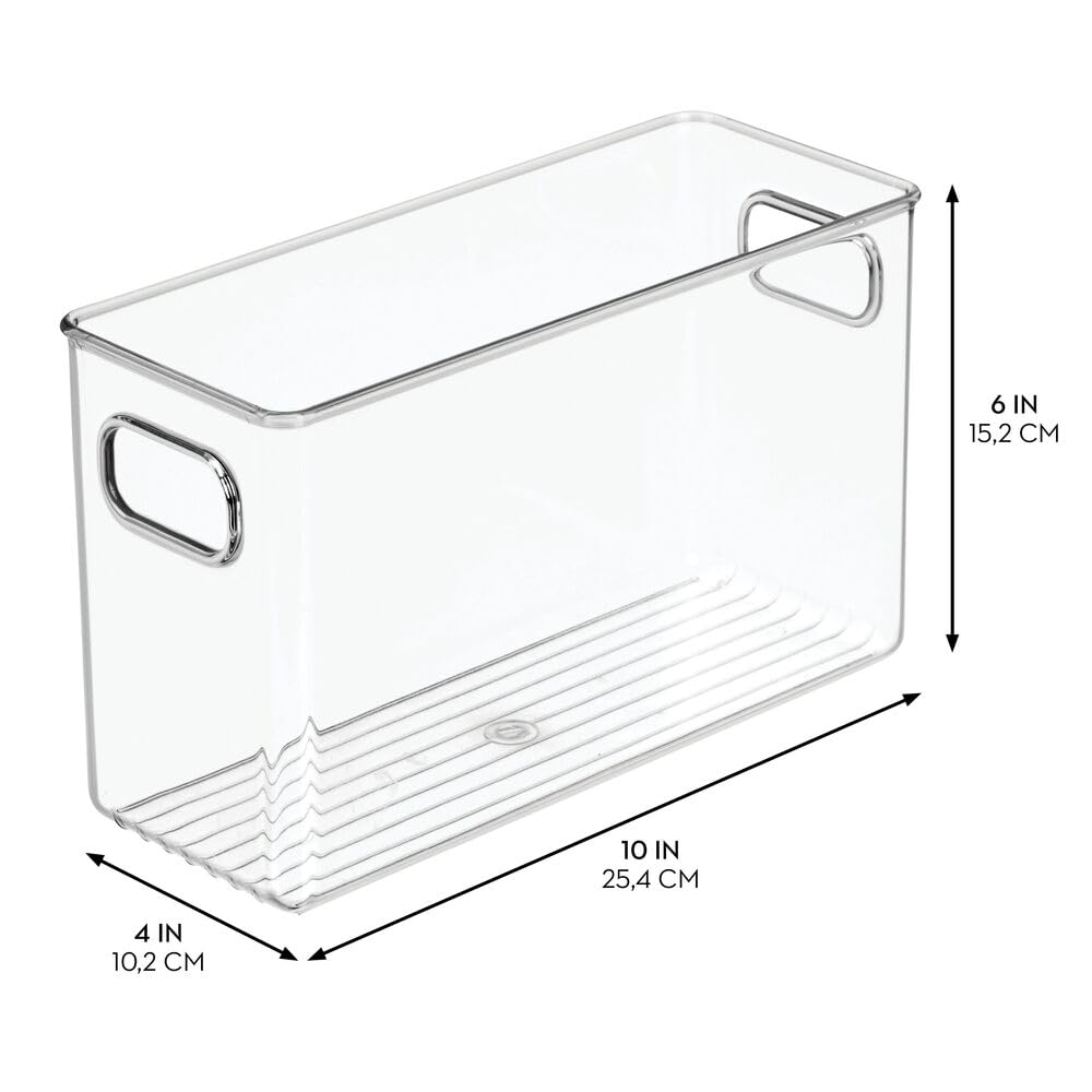 iDesign Slim Clear Bin in pantry helps maximize cabinet space
