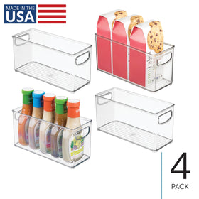 Idesign Slim clear bin snack pack organizer for easy pantry retrieval.