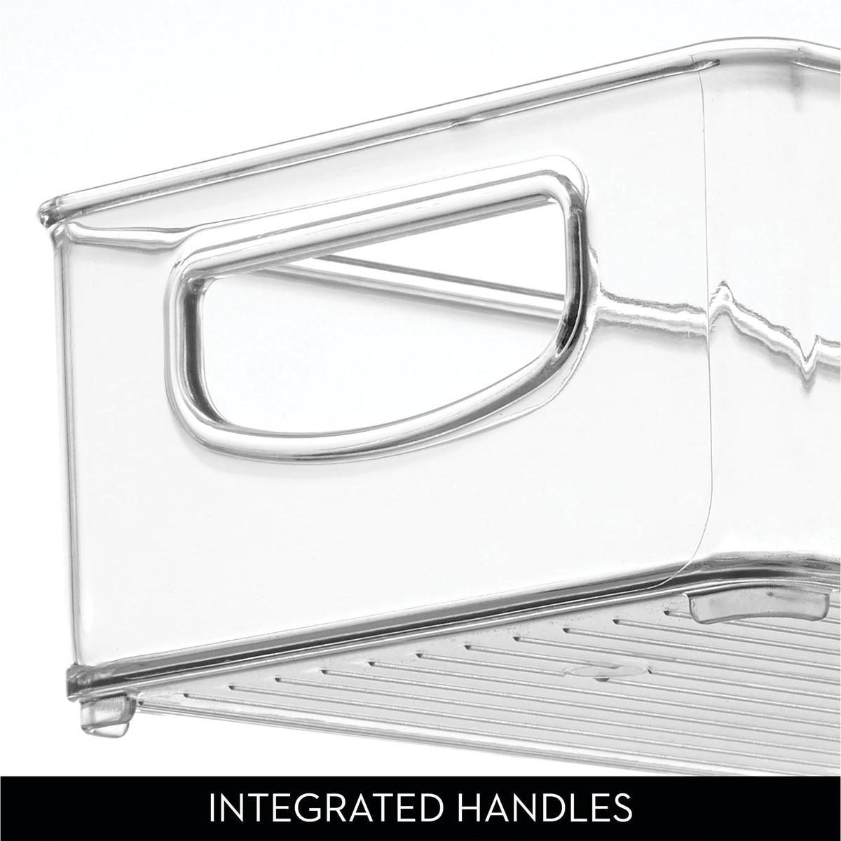 iDesign Slim bin features easy-grip handles for transport
