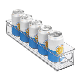 iDesign Slim extra-long clear storage bin front view for pantry organization