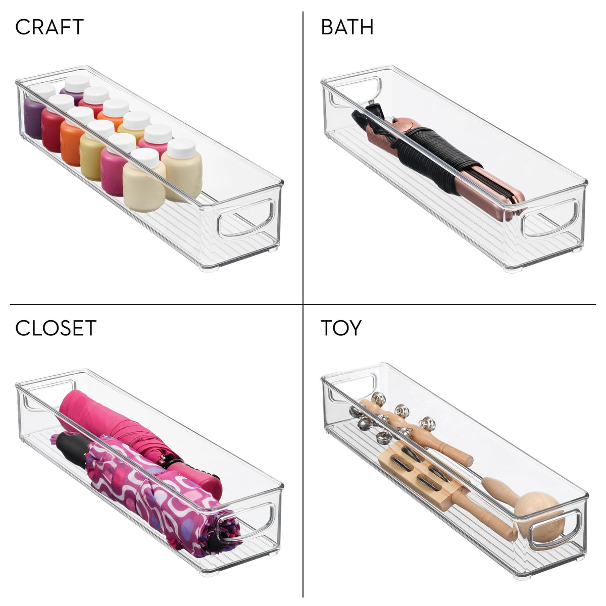 iDesign Slim storage bin fridge-safe clear design for cold storage
