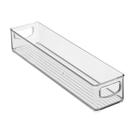iDesign Slim storage bin measures 16x4x3 inches for precise fit