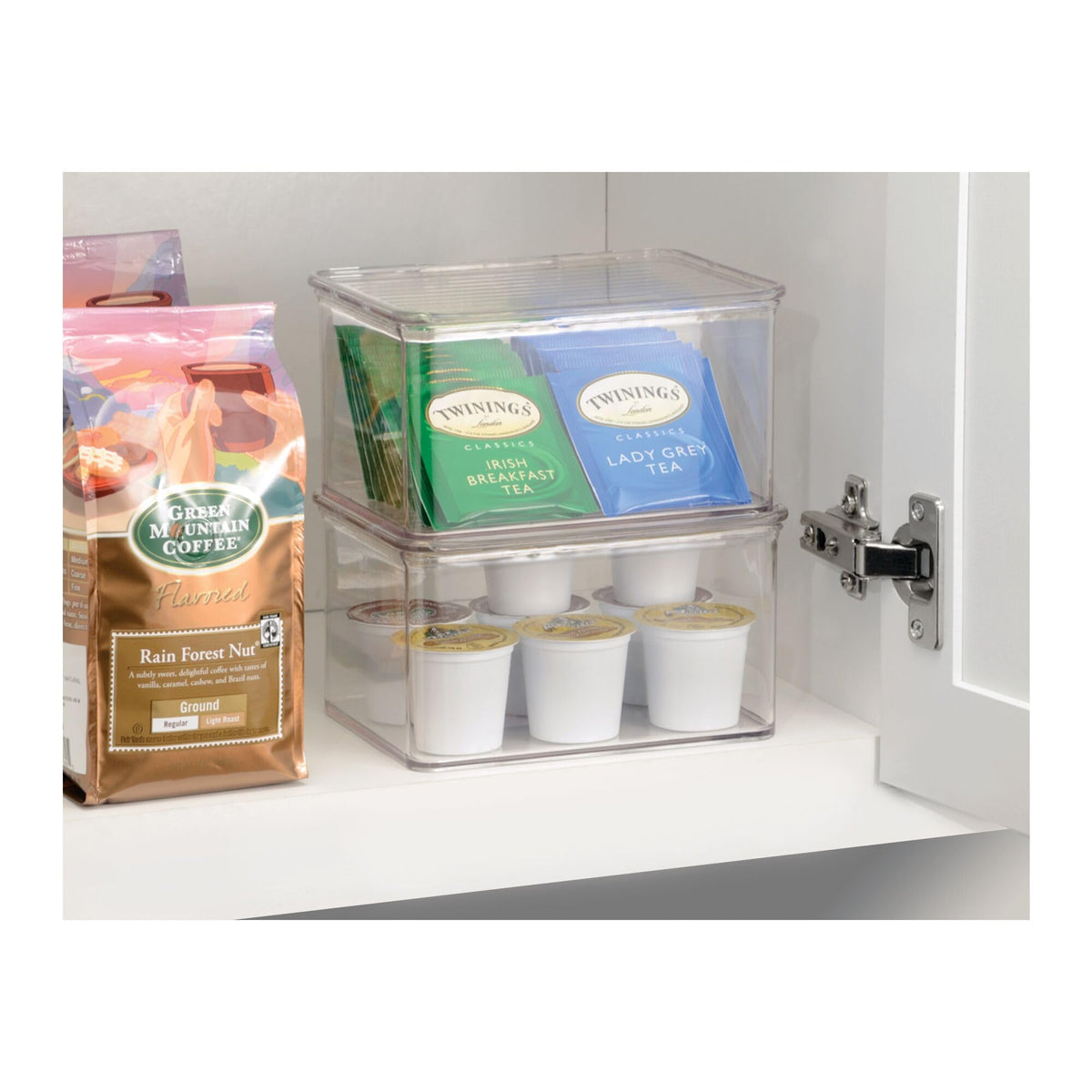 iDesign small-item storage box keeps gadgets and snacks tidy