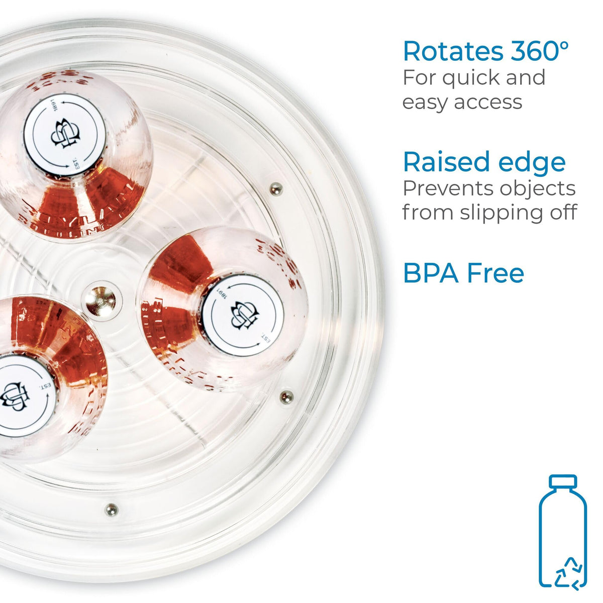 iDesign shatter-resistant turntable helps organize spices without clutter