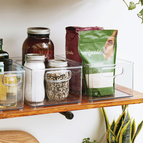 iDesign Snack and Condiment Bin helps pantry items stay tidy.