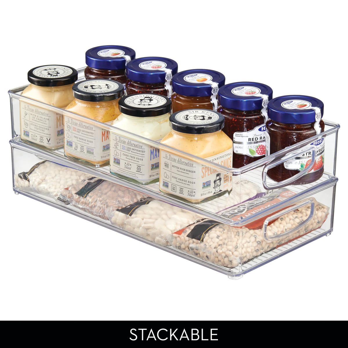 iDesign spice and wraps organizer bin keeps spices tidy and within reach.