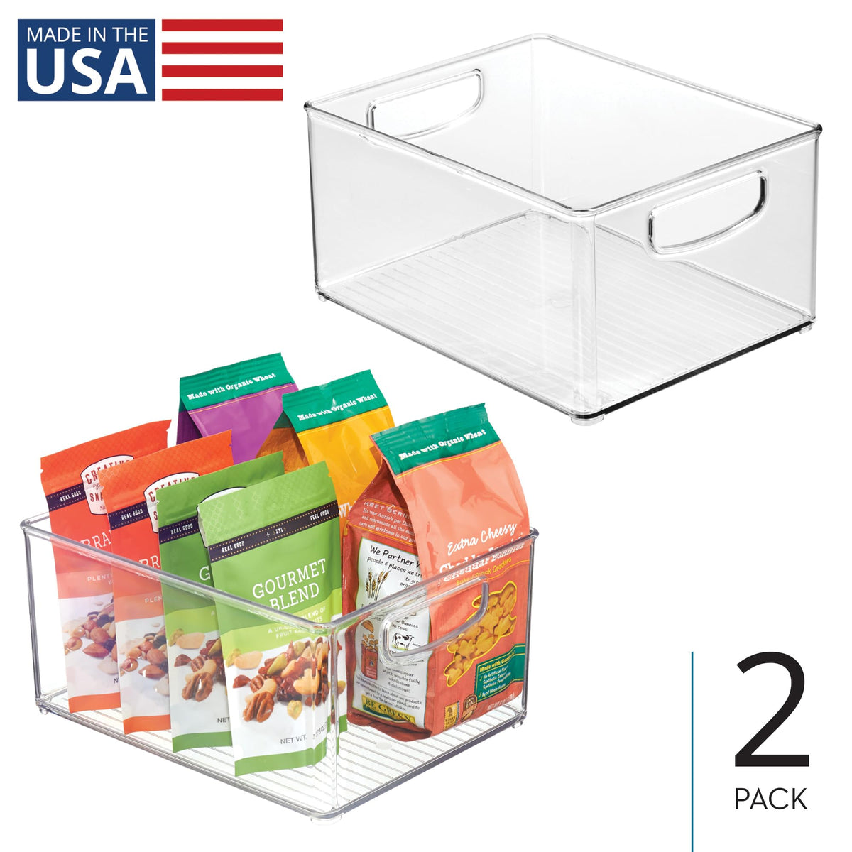 iDesign Clear Plastic Bin provides easy fridge storage and quick access.