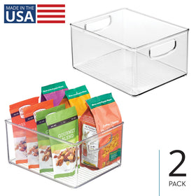 iDesign Clear Plastic Bin provides easy fridge storage and quick access.