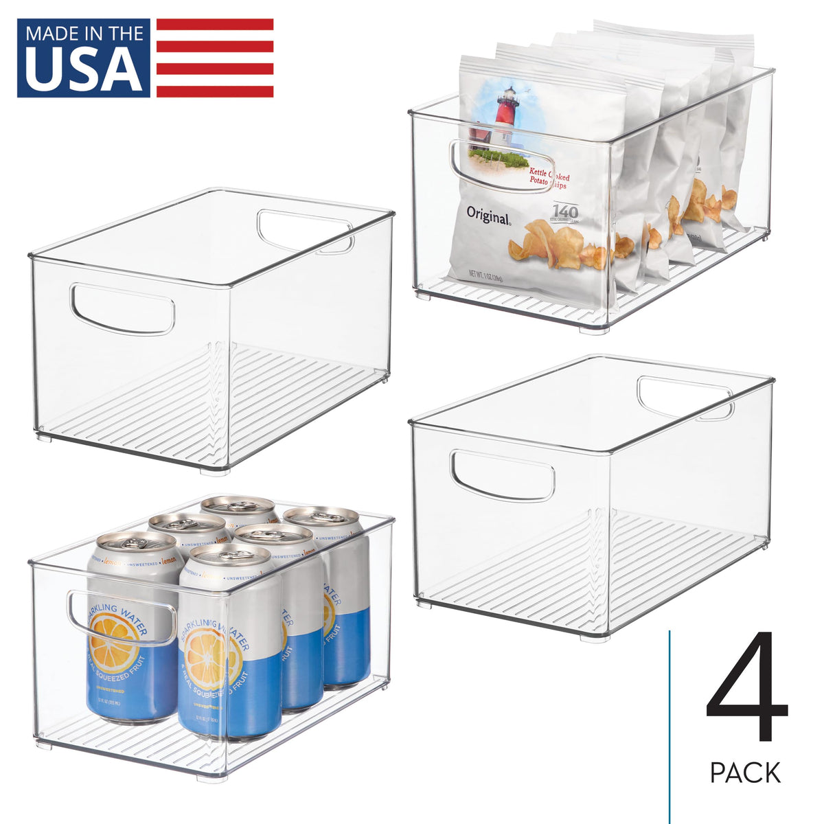 iDesign Stackable Bin for pantry storage with transparent view and easy access