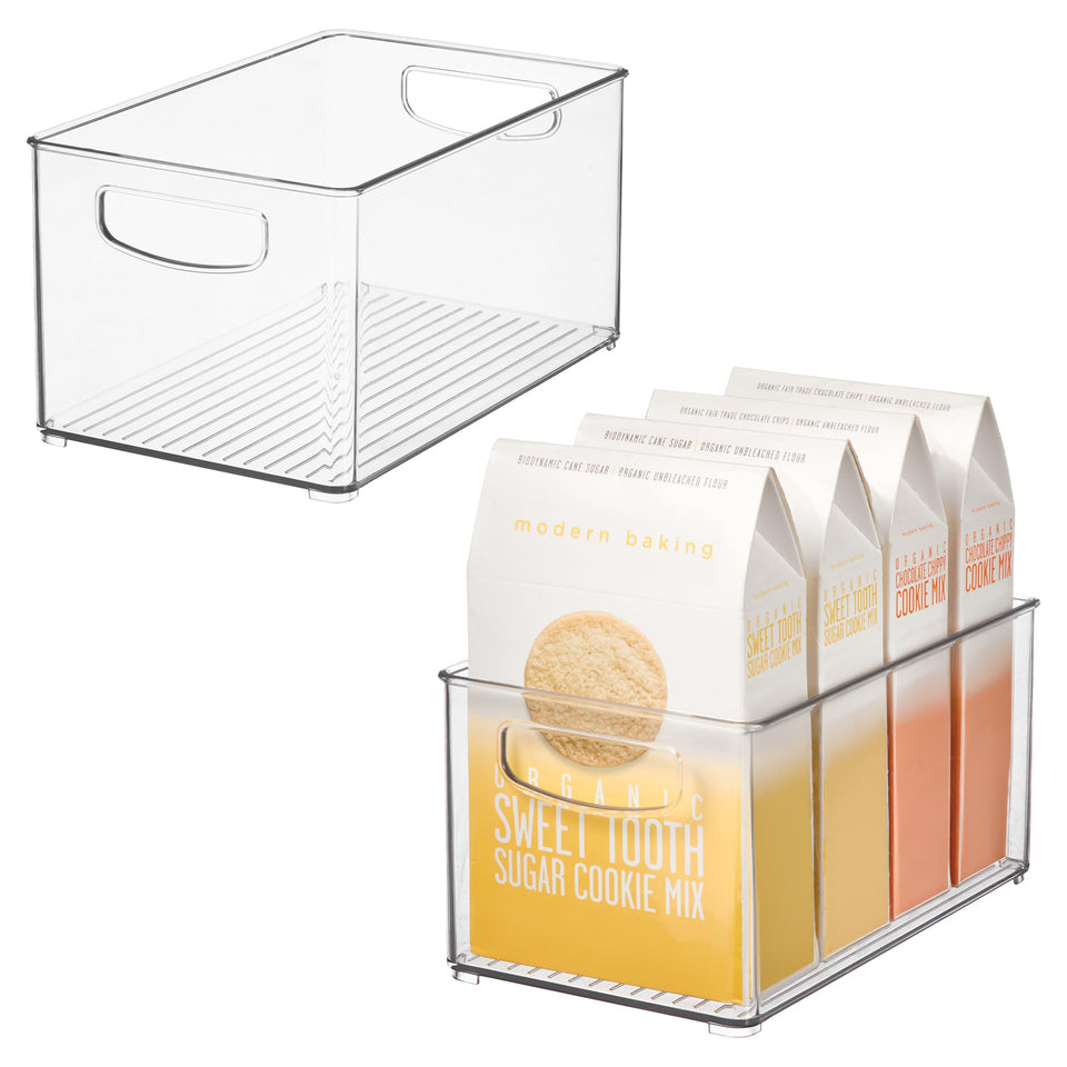 idesign Stackable Clear Bin for Kitchen shows contents at a glance, aiding quick meal prep.