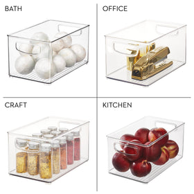 idesign Stackable Clear Bin Laundry keeps detergents tidy and within reach.