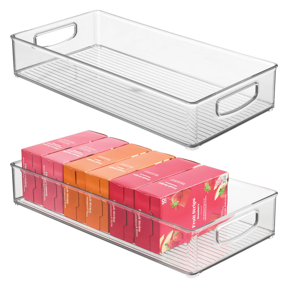 iDesign Stackable Clear Pantry Bin; elongated design fits pantry shelves for max space