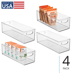 iDesign stackable pantry bin stacked design saves space on countertops or shelves