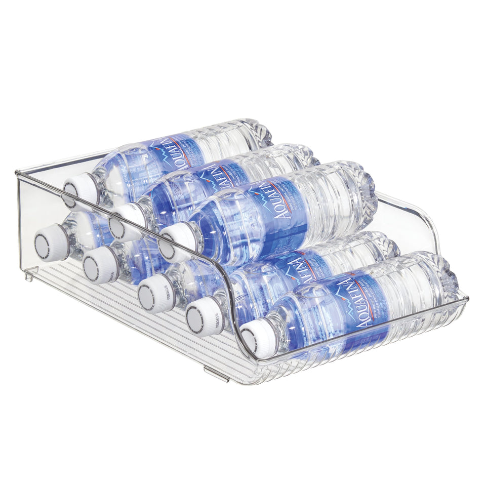 iDesign water bottle fridge storage bin with clear view for easy bottle selection