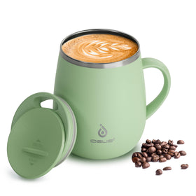 Ideus avocado-green 16oz mug with a sturdy handle for easy pouring.