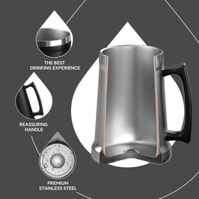 Ideus beer mug with big grip handle enhances comfort during pours
