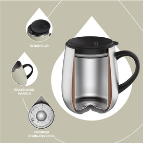 Ideus insulated mug vacuum insulation close-up preserving temperature