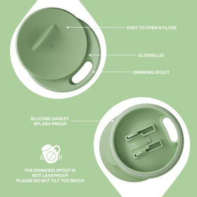 Ideus powder-coated avocado-green mug showing durable, fade-resistant finish.