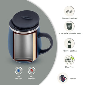 Ideus stainless steel travel mug with vacuum insulation preserves cold drinks longer