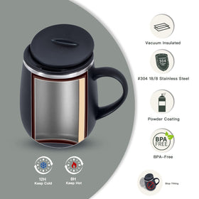 Ideus storm black lid close-up showing splash-proof design for on-the-go sipping.