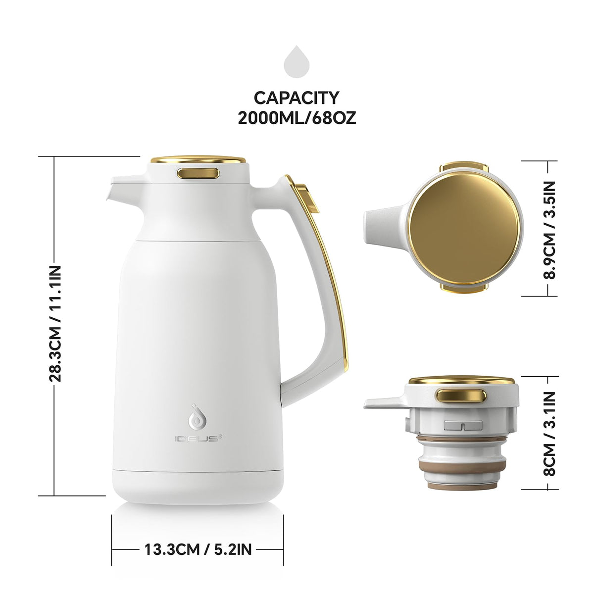 Ideus pour-spout design enables controlled serving to guests