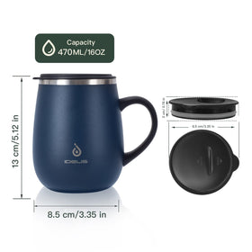 Ideus vacuum insulated mug prevents spills with splash-proof lid during use