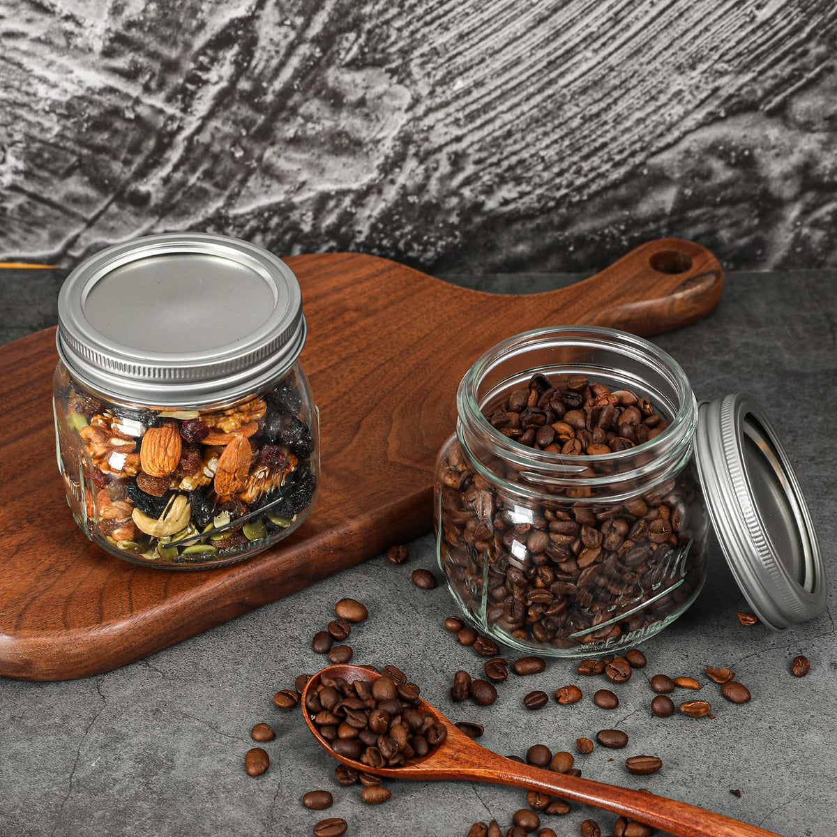 Ieavier crystal glass jars fit pantry organization and decorative displays.
