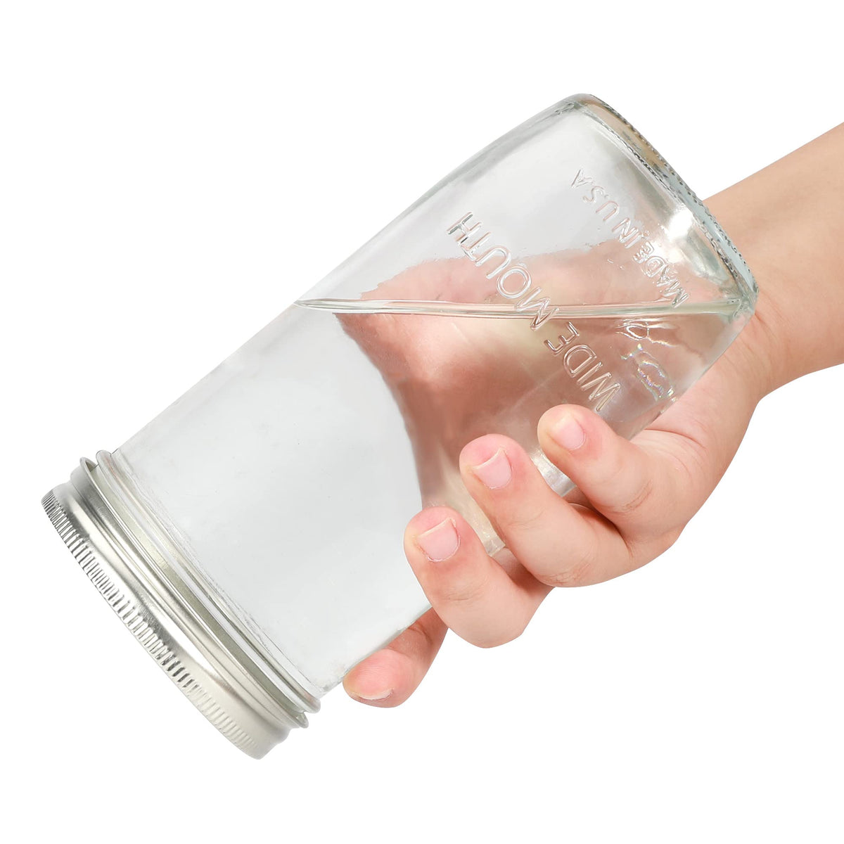 Ieavier frosted glass jar with stable non-slip base.